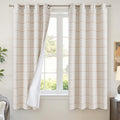 Linen Blackout Curtains for Bedroom - Boho Plaid Curtains Thermal Insulated, Pattern Printed Rustic Drapes Window Treatments for Farmhouse, 52x63 Inch 2 Panels, Terracotta