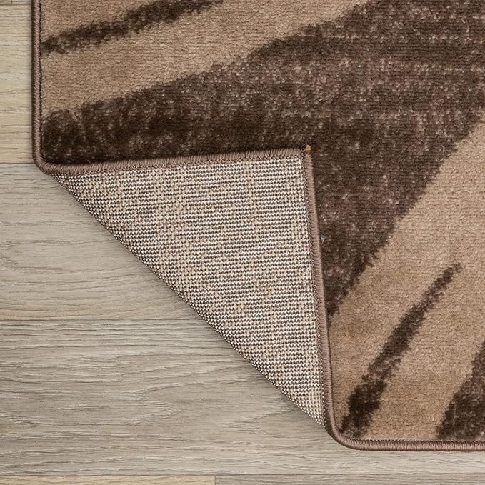 Rugshop Modern Wavy Circles Design Runner Rug, Non-Shedding Carpet for Hallway, Kitchen, or Entryway, Brown, 2'7" x 6'