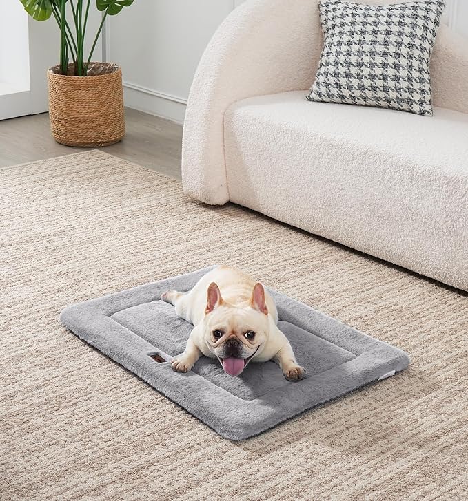 MADE 4 PETS Dog Crate Pad Bed for Medium Dogs, Washable & Reversible, Anti-Slip Kennel Mat for Cozy Sleeping, Soft Fluffy Dog Bed for Indoor & Outdoor Use, 29"x21", Gray
