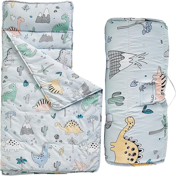 Toddler Nap Mat with Removable Pillow,Ultra Soft Slumber Bags for Girls,Kids Sleeping Bags with Roll Up Design, Perfect for Preschool,Daycare,Kindergarten