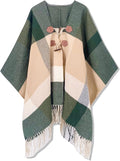 Moss Rose Women's Travel Plaid Shawl Wrap Open Front Poncho Cape for Fall Winter