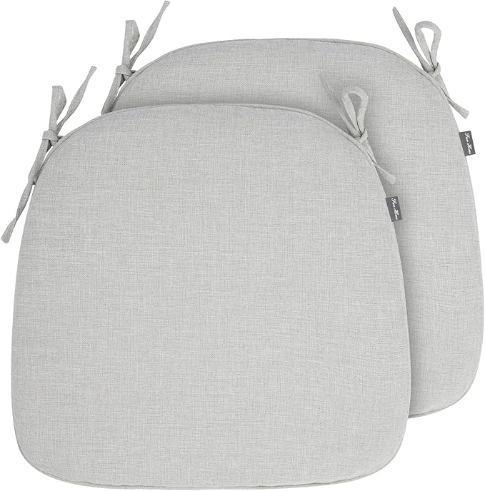 Outdoor Chair Cushions Set of 2,Patio Seat Cushion 17"x16"x2",U-Shaped Dining Chair Cushion 17 by 16 Inch,Water Resistant,Fade-Resistant Chair Pads for Kitchen Garden Furniture(White Gray)
