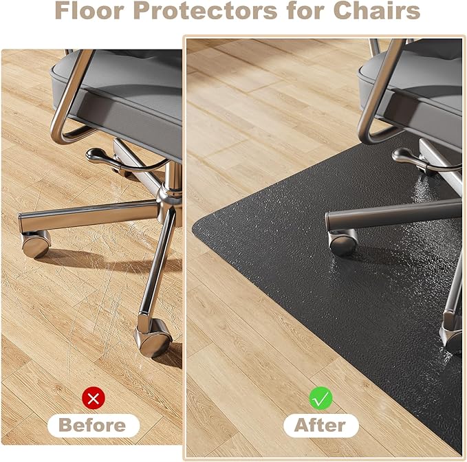 [Thickened to 2.0mm] 50"x 60" Office Chair Mat for Hardwood, Vinyl Computer Floor Mat, Anti-Slip Desk Mats for Hardwood, Easy to Clean Office Chair Floor Protector, Durable Rolling Chair Mat