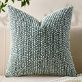 Decorative Couch Throw Pillow Covers 24x24 Green Striped Soft Wool Pillow Covers Neutral Textured Boho Cushion Covers for Modern Farmhouse Sofa Bedroom Living Room Decor SY011-D24