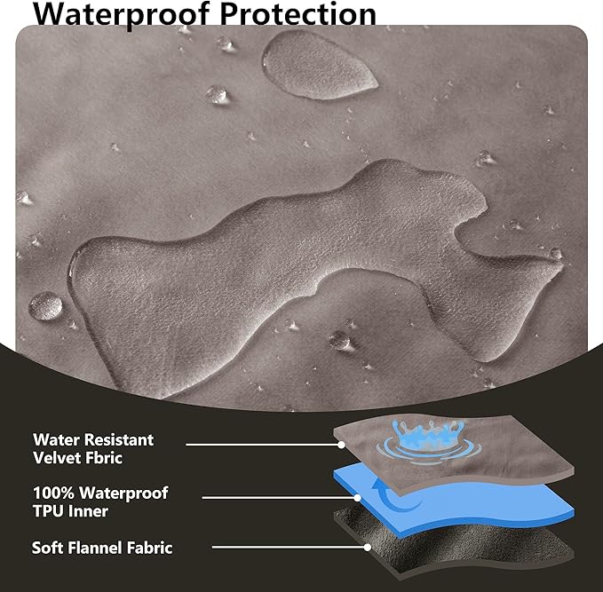 Waterproof Blanket for Couch, Leak Proof Dog Bed Blankets Reversible, Pet Throw Sofa Furniture Protector Machine Washable-68 x82,Light Brown+Dark Brown
