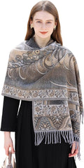 Wander Agio Warm Fashion Scarf Long Shawl Large Blanket Winter Wraps Scarves for Women Cashmere Jacquard Vintage Paisley