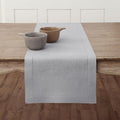 Solino Home Linen Soft Grey Table Runner 90 Inches Long - 100% Pure Linen Hemstitch 14 x 90 Inch Table Runner for Dining, Christmas, New Year - Classic Hemstitch