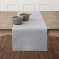 Solino Home Linen Soft Grey Table Runner 120 Inches Long - 100% Pure Linen Hemstitch 14 x 120 Inch Table Runner for Dining, Christmas, New Year - Classic Hemstitch