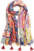 Scarf for Women Lightweight Soft Floral Leopard Printed Scarves Fall Winter Fashion Shawl Wrap with Fringe