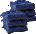 Chair Cushions for Dining Chairs, Seat Cushions for Kitchen Chairs, Indoor Seat Cushions with Ties, Tufted Foam Chair Pads, Non Slip Chair Cushions Set of 6, 15.5" x 15.5" x 4", Navy Blue
