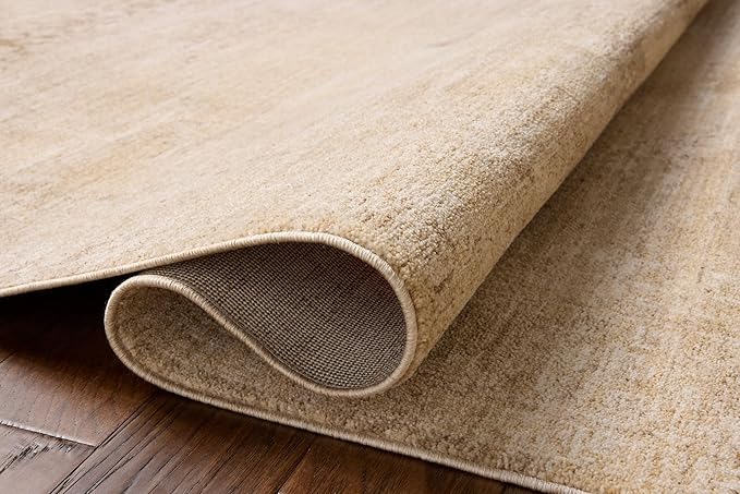 Loloi Chris Loves Julia Palma Collection PLM-07 Wheat/Taupe 3'-6" x 5'-6" Fringe Accent Rug Vintage Style Boho Living Room Bedroom Carpet