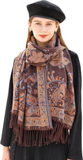 Wander Agio Warm Fashion Scarf Long Shawl Large Blanket Winter Wraps Scarves for Women Cashmere Jacquard Vintage Paisley