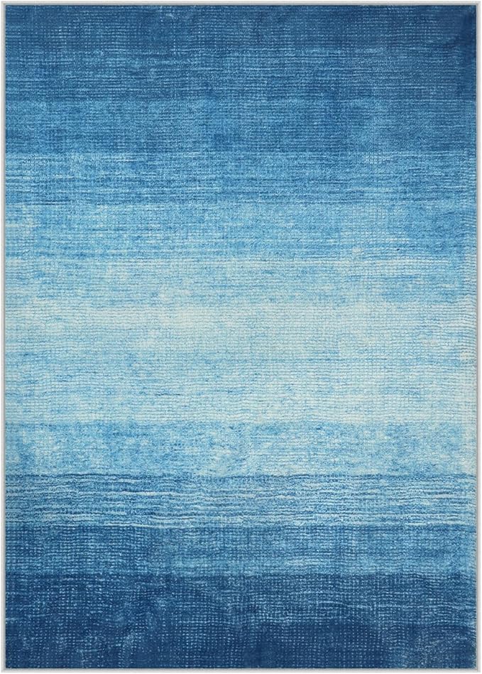 Wonnitar Modern Ombre Washable 5x7 Area Rugs, Large Blue Rug for Bedroom, Non-Shedding Living Room Throw Rug, Non-Slip Abstract Dining Room Floor Carpet for Bedside Kids Room (Blue, 5'x7')
