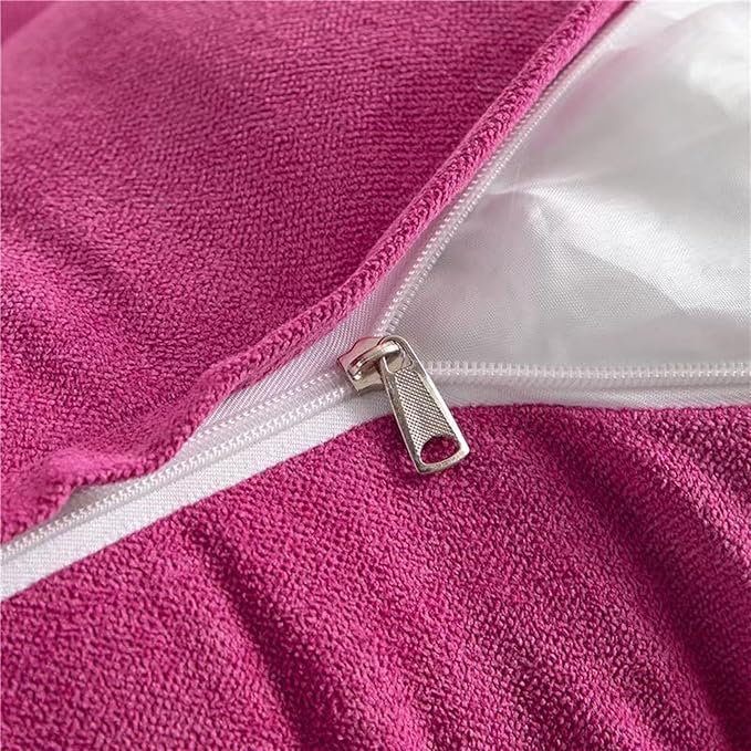 Triangular Reading Bed Rest Pillow Large Bolster Cushion Headboard Backrest Wedge Pillow with Removable Cover and Two Large Side Pockets (Magenta, Queen: 59 x 8 x 20 inches)