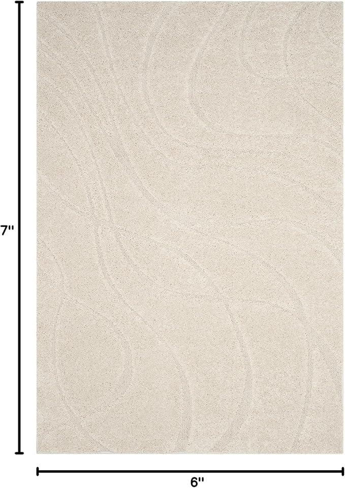 SAFAVIEH Florida Shag Collection Area Rug - 5'3" x 7'6", Creme & Creme, Non-Shedding & Easy Care, 1.2-inch Thick Ideal for High Traffic Areas in Living Room, Bedroom (SG471-1111)