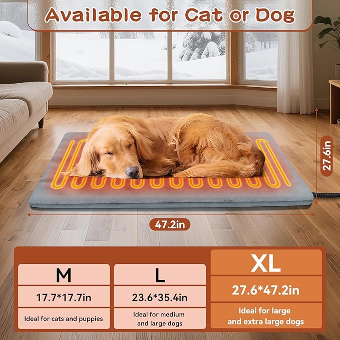 Pet Heating Pads for Cats & Dogs Outdoor Indoor, 17.7 * 17.7inches Puppy Cat Heating Pad Bed Mat Outdoor Waterprooof, Heated Dog Blanket Bed Outside, Gifts for Cats Puppy in Winter