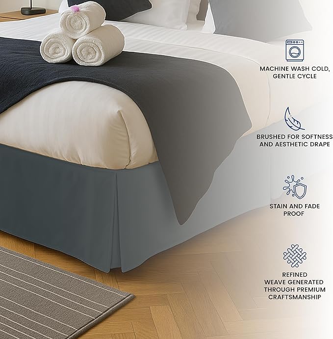 Utopia Bedding California King Bed Skirt - Soft Quadruple Pleated Ruffle - Easy Fit with 16 Inch Tailored Drop - Hotel Quality, Shrinkage and Fade Resistant (Cal King, Grey)