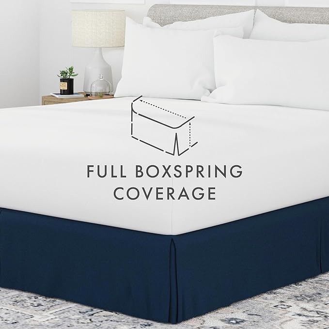 Linen Market Bed Skirt - Ultra Soft Microfiber - Easy Fit with 14 Inch Tailored Drop - Hotel Quality, Shrinkage & Fade Resistant - Bed Cover - Twin XL Bed Skirts - Bedroom Décor - (Twin XL, Navy)