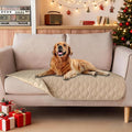 gogobunny 3X Stronger Waterproof Pet Blanket, Scratch Proof Furniture Protector for Dogs Cats, Reversible Cover 32x53 Inch, Dark Beige