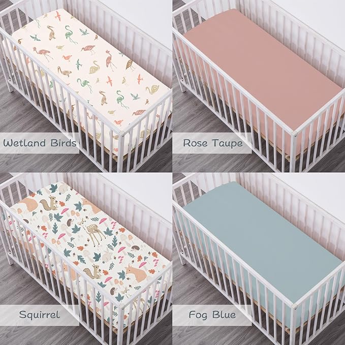 Bimocosy Crib Sheets 4 Pack, Baby Crib Sheets Fitted for Boys and Girls Breathable & Snug Fit, Soft Toddler Bed Sheets for Standard Crib Mattress Nursery Daycare Essentials, Forest Friends