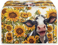 Sunflower Cow Printed Toaster Cover - 2 Slice Bread Maker Protector, Anti Fingerprint Oven Dust Cover for Small Kitchen Appliances
