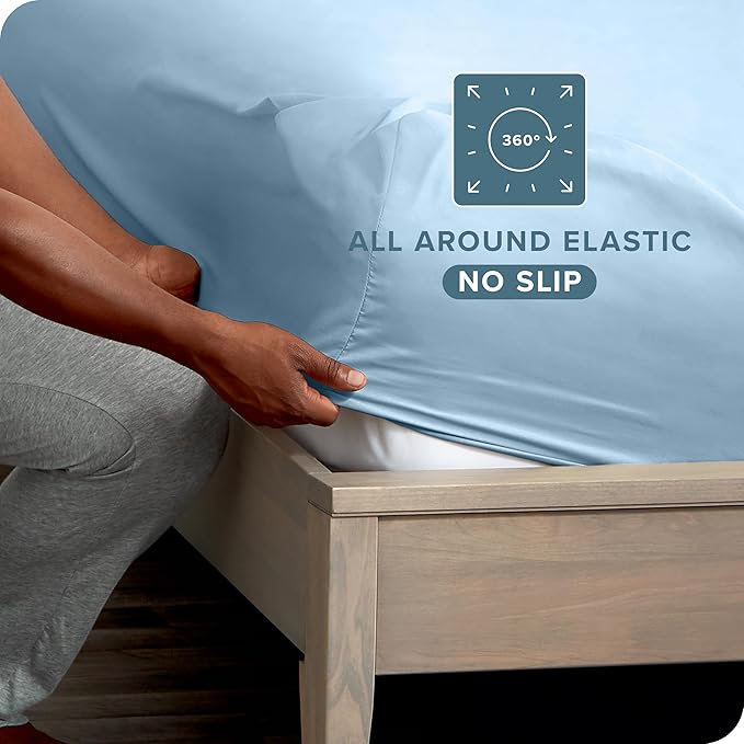 Bare Home 2-Pack Fitted Bottom Sheets Twin XL - Premium 1800 Ultra-Soft Wrinkle Resistant Microfiber - Deep Pocket (Twin XL, Light Blue)