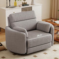 Bonzy Home Oversized Electric Recliner Chair for Adults with Extra-Wide Seat Cushion, Overstuffed Corduroy Power Recliner, Modern Round Single Sofa with 2 Pillows for Living Room, Bedroom, Grey