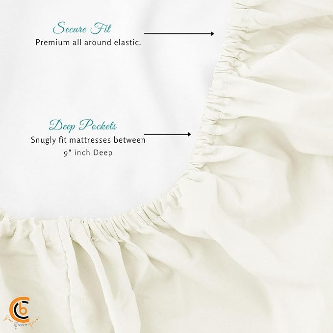 Camping Cot Sheets 31" x 75" - 3 Piece Cot Sheet Set for Bunk Bed - fits Upto 9" Deep Mattress, Perfect for Narrow Twin, Camping Cot, RV Bunk, Guest Beds, Trifold Mattress - Ivory