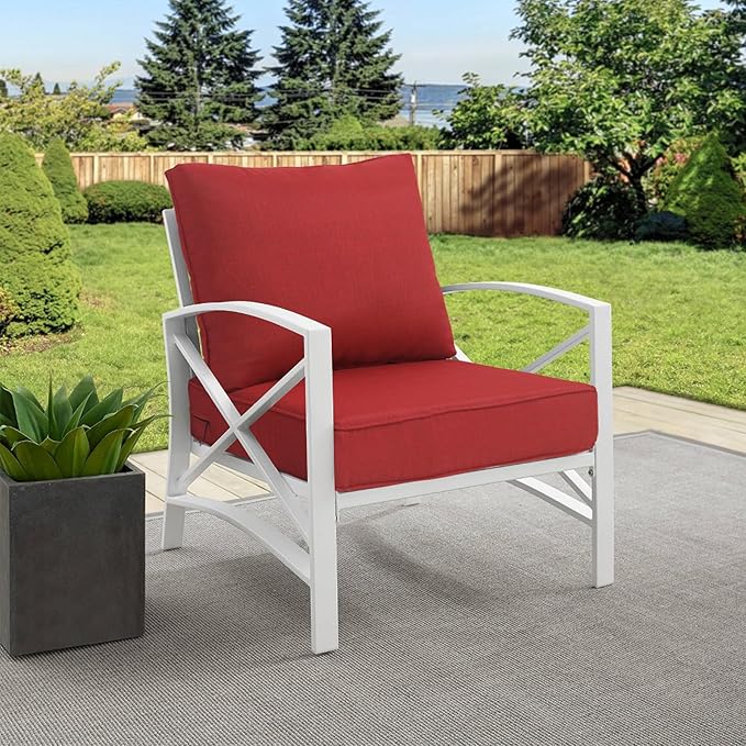 Goodgoods 24x28 inch Outdoor/Indoor Deep Seat Cushions Set of 2 Deep Seat Bottom Resilient Foam Filling Water Repellent Stain-Resistant UV Resistant Weather Resistant Patio Furniture Chili