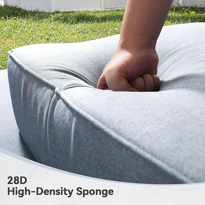 Luxury 6" Outdoor Cushions for Patio Furniture, 24x24x6" Thick Seat Cushion Set of 3, Fade Resistant Couch Chair Replacement Cushions High Density Wicker Chair Cushion w/ Removable Cover Baby Blue