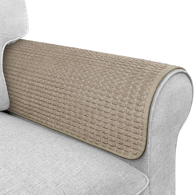 Couch Arm Covers, Sofa Arm Covers, Waterproof Armrest Cover for Sofa, Armchair, Loveseat, Headrest Cover, Non-Slip Recliner Arm Cover, Arm Chair Covers Set of 2 (Brown, 19"×19")