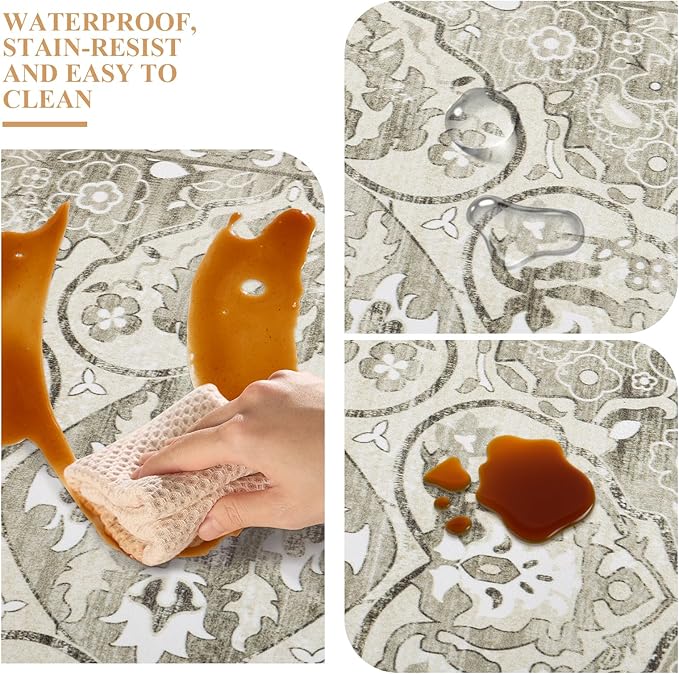 Ileading Anti Fatigue Kitchen Rugs Sets of 2 Cushioned Kitchen Mats for Floor Waterproof Kitchen Mat Set Non Slip Comfort Standing Mat for Kitchen, Office, Sink, Laundry