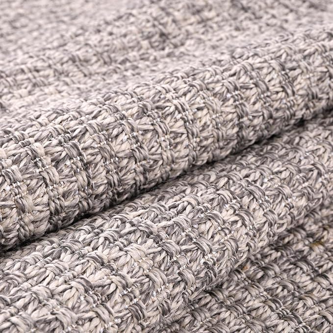 Easy Jute Rug 9x12 Indoor Outdoor Natural Rugs Solid Fiber Rug Woven Area Rug Boho Easy Clean Inside Carpet for Living Room Bedroom Dining Room Hallway or Outdoor Patio Porch (9 X 12 Silver)