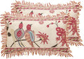 patdrea Designer Throw Pillow Covers 12"x20",Vintage Flowers and Bird Pattern Linen Pillowcases with Tassel Edges Pillows Cover for Couch,Decorative Lumbar Cushion for Living Room Outdoor,Set of 2