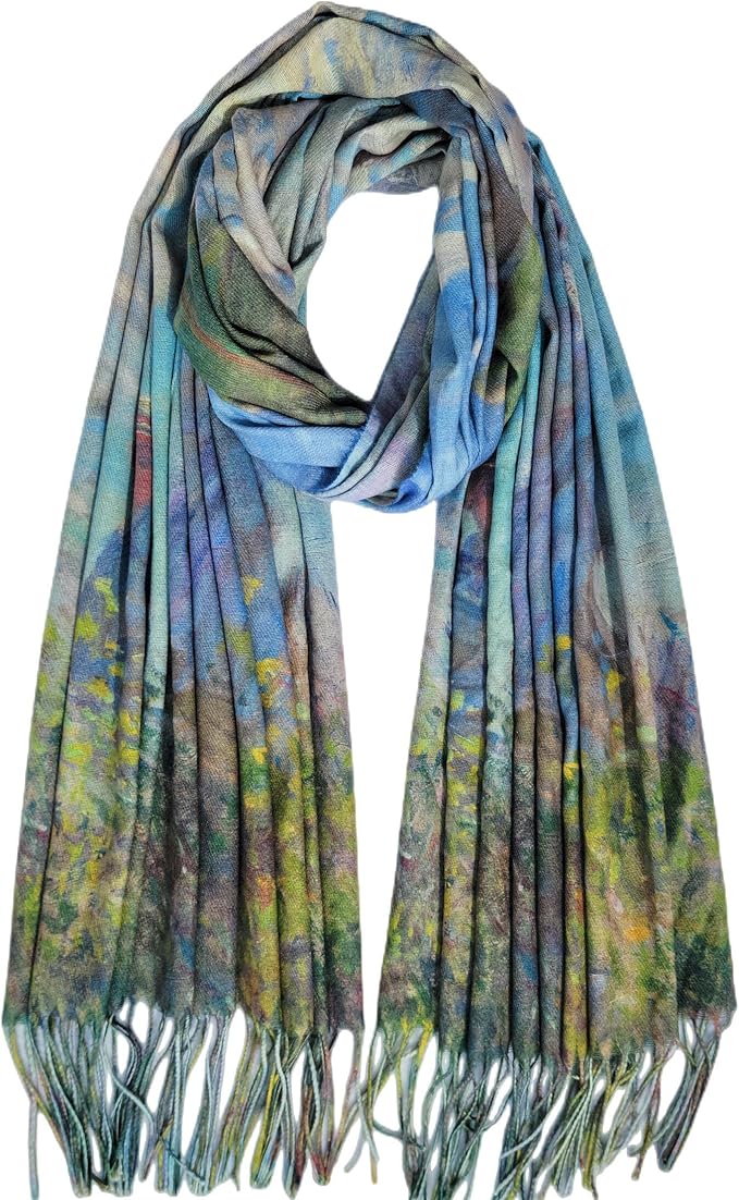 VENVSBEE Reversible Scarf Soft Large Shawl Wrap Blanket Double Sided Art Print Warm Pashmina Stoles Klimt Van Gogh Gifts