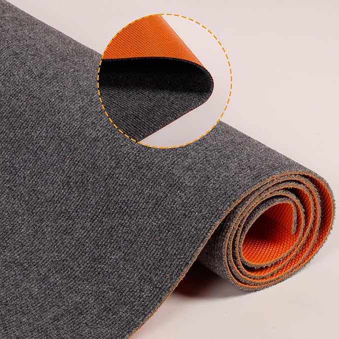 Nisorpa Carpet Runner, 4 x 16.4 FT Indoor Outdoor Floor Mat with Non-Slip TPE Rubber Backing Commercial Carpet Runner Hallways Area Rug for Kitchen Balconies Living Room Dining Room Decks Patio (Gray)