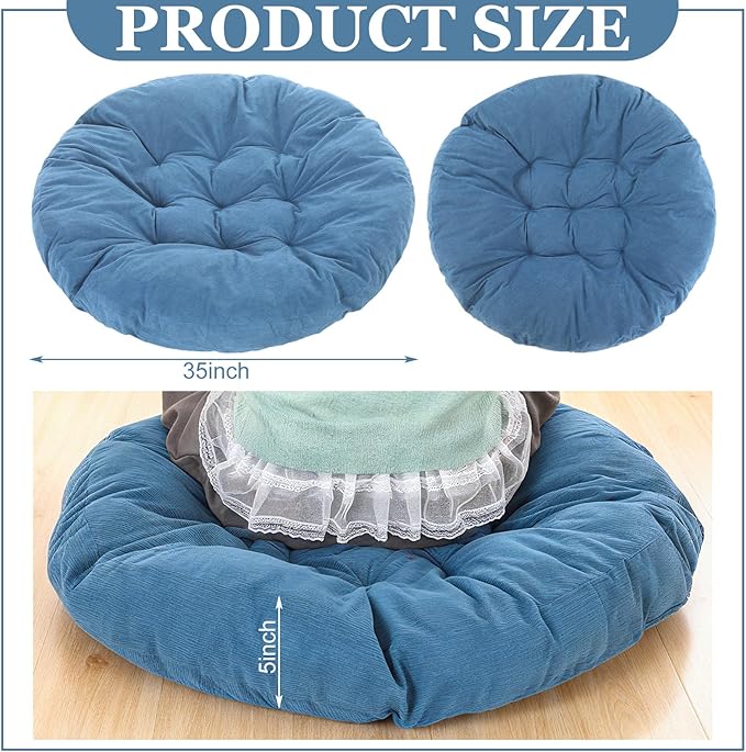 Large Floor Cushion Seating Round Floor Pillows Cushions for Adults Oversized Playroom Pillows Reading Nook Big Pillow for Sitting Meditation Yoga Living Room Sofa Balcony (Lake Blue)