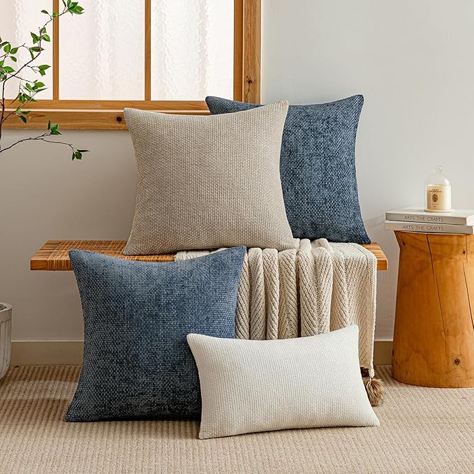 a moment Taupe Chenille Throw Pillow Covers 12x20 Inch Pack of 2 Modern Decorative Throw Pillow Covers Farmhouse Cross Throw Pillowcases Home Decor for Sofa Bedroom Living Room