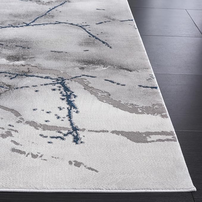 SAFAVIEH Craft Collection Runner Rug - 2'3" x 12', Ivory Grey & Blue, Modern Abstract Design, Non-Shedding & Easy Care, Ideal for High Traffic Areas in Living Room, Bedroom (CFT877M)