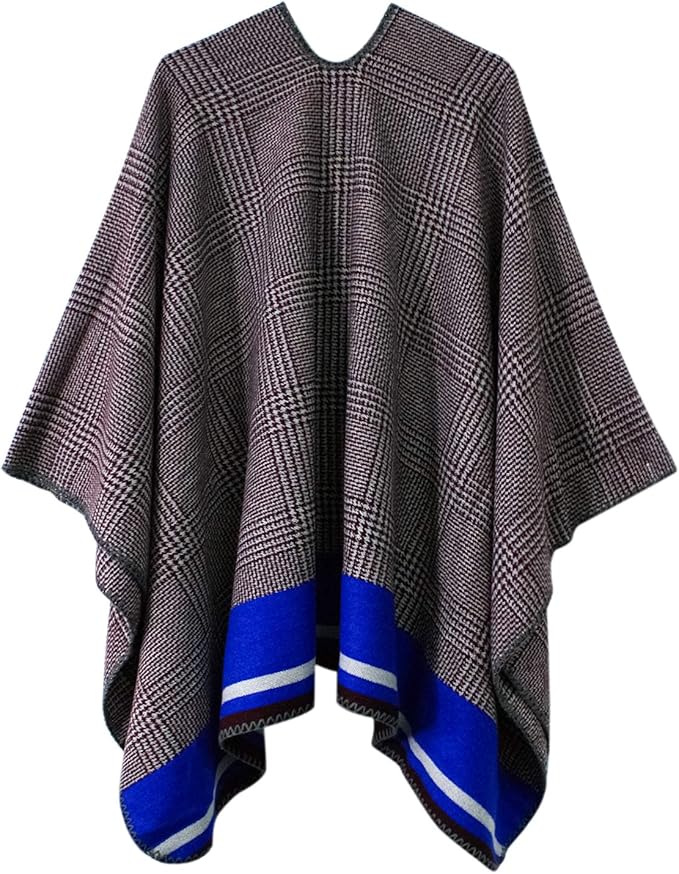 Women's Vintage Pattern Open Front Poncho Cape Shawl Winter Shawl Wraps