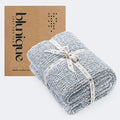 Super Soft Throw Blanket 50 x 60 Inches, Half-Side Plush Fuzzy Blanket for Couch, Sofa, Bed & Chair, Warm Cozy Lightweight Knit Blanket for Fall & Winter, Blue