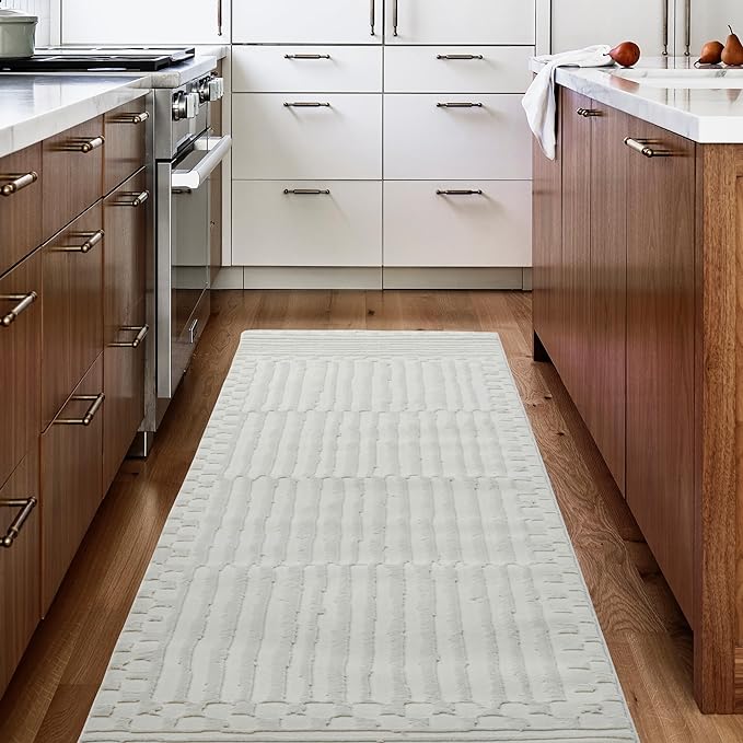 Revival Rugs Soloba 2'7"x9' Machine Washable Runner Rug for Hallway Entryway - 100% Recycled Oeko-TEX Certified, Medium Pile, Beige, Cream