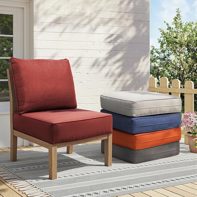 Outdoor Cushion Set for Furniture Patio Furniture, UV Resistant, Water Resistant - 6 Inch Thick Foam Garden Cushions – 22x24 Inch Patio Seat Covers for Chair/Sofa/Couch | Red | 11-Pack |