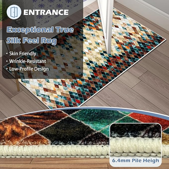 Runner Rug Washable 4x73 FT, Non Slip Rubber Backing Abstract Carpet, Soft Area Rugs for Bedroom Kitchen Hallway Entryway Bathroom, Customized