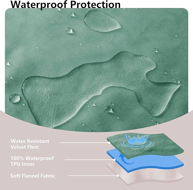 Waterproof Blanket for Bed, Leak Proof Dog Couch Blankets Reversible, Pet Throw Sofa Furniture Protector Machine Washable-82 x120,Green+Cream