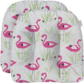RSH DECOR: Tufted U-Shape Wicker Seat Cushions Set of 2 | 19” x 19” | All-Weather Spun Fabric | Water-Resistant | Outdoor Chair Cushions for Patio Furniture | Groove Pink Flamingo