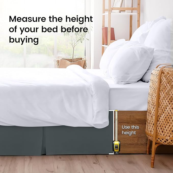 Utopia Bedding Full Bed Skirt - Soft Quadruple Pleated Ruffle - Easy Fit with 16 Inch Tailored Drop - Hotel Quality, Shrinkage and Fade Resistant (Full, Grey)