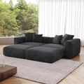 JACH Sectional Couches for Living Room, Modern Modular Sectional Couch with Chaise Ottomans, Cushion Covers Removable, Corduroy Sofa Bed for Living Room, Apartment, Office (Black)