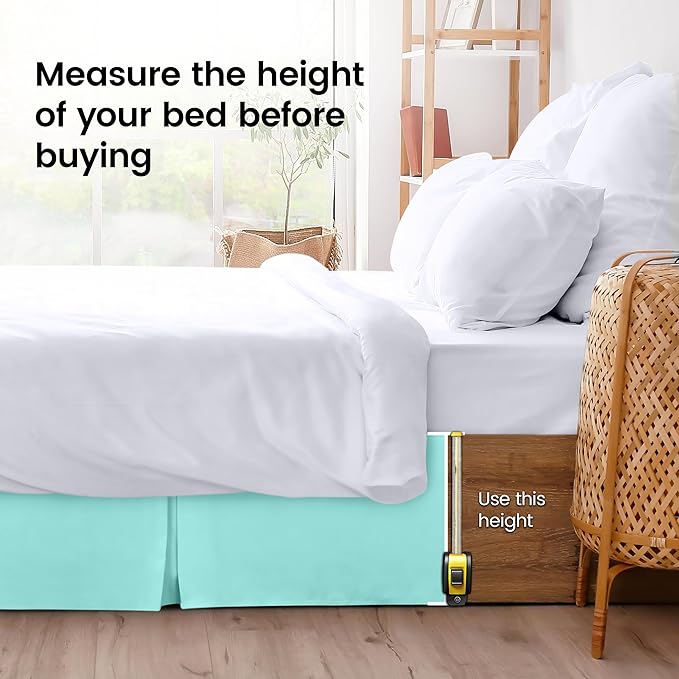 Utopia Bedding Queen Bed Skirt - Soft Quadruple Pleated Ruffle - Easy Fit with 16 Inch Tailored Drop - Hotel Quality, Shrinkage and Fade Resistant (Queen, Spa Blue)