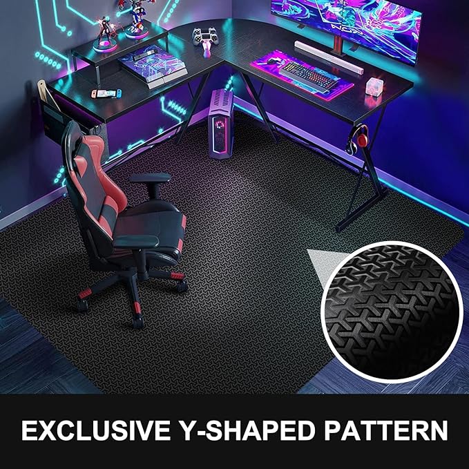 Office Chair Mat for Hard Floor, 30"x48" Anti-Slip Waterproof Computer Chair Mat, Unique Y-Shaped Pattern Floor Protector Rug for Rolling Chairs, PVC Durable Desk Floor Mat for Work, Home, Gaming